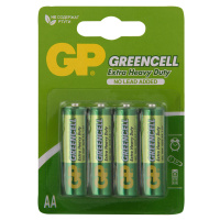 Батарейка Gp Greencell AA, (R06) 15S солевая, 4шт/уп