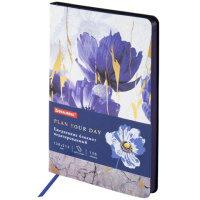 Ежедневник недатированный Brauberg Vista Blue flowers, A5, 136 листов, под кожу, гибкий