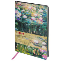 Блокнот А5 (143x210 мм), BRAUBERG VISTA 'Claude Monet', под кожу, гибкий, срез фольга, 80 л., 112058