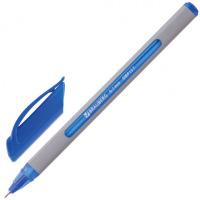 Шариковая ручка Brauberg Extra Glide Soft Grey синяя, 0.35мм, прозрачный корпус